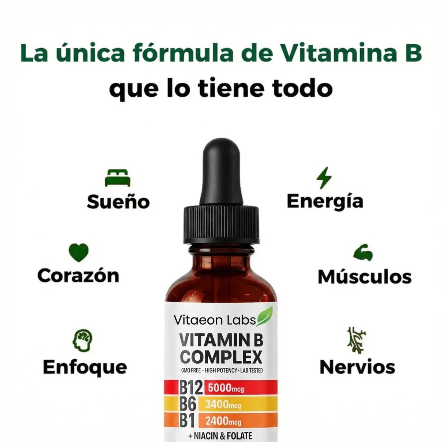 5 en 1 - Complejo de Vitamina B + Magnesio (de REGALO)